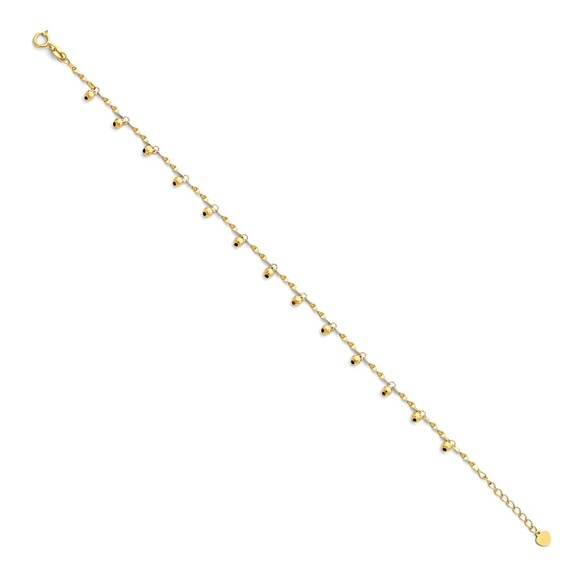 14k Yellow Gold dangling Balls Bracelet 8 inches - Picture 1 of 3